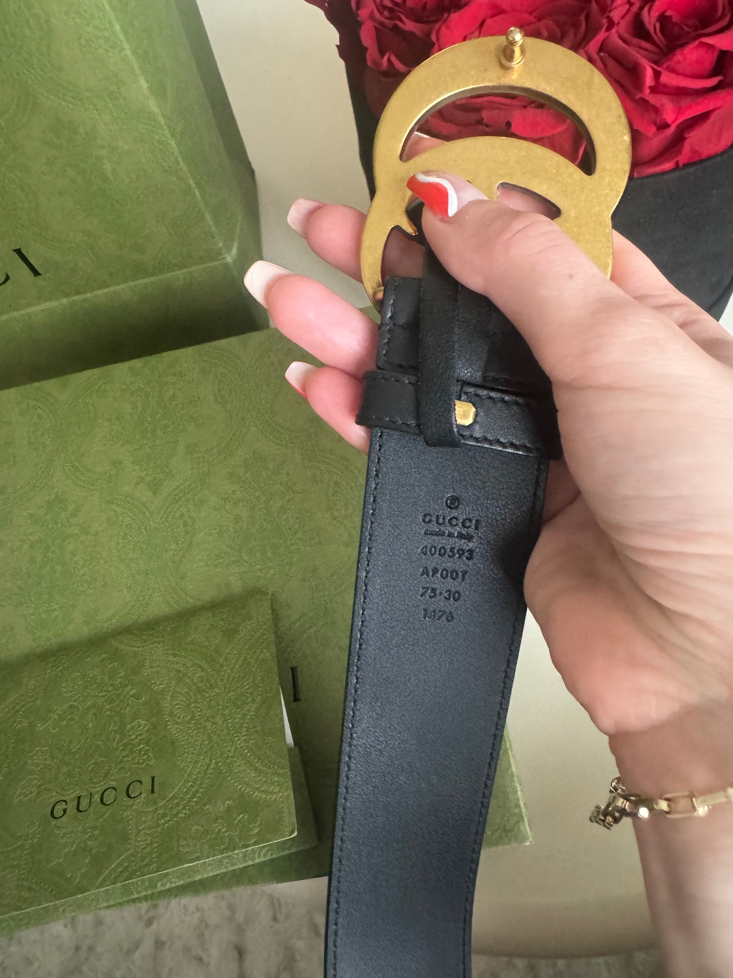 Gucci Double G leather belt