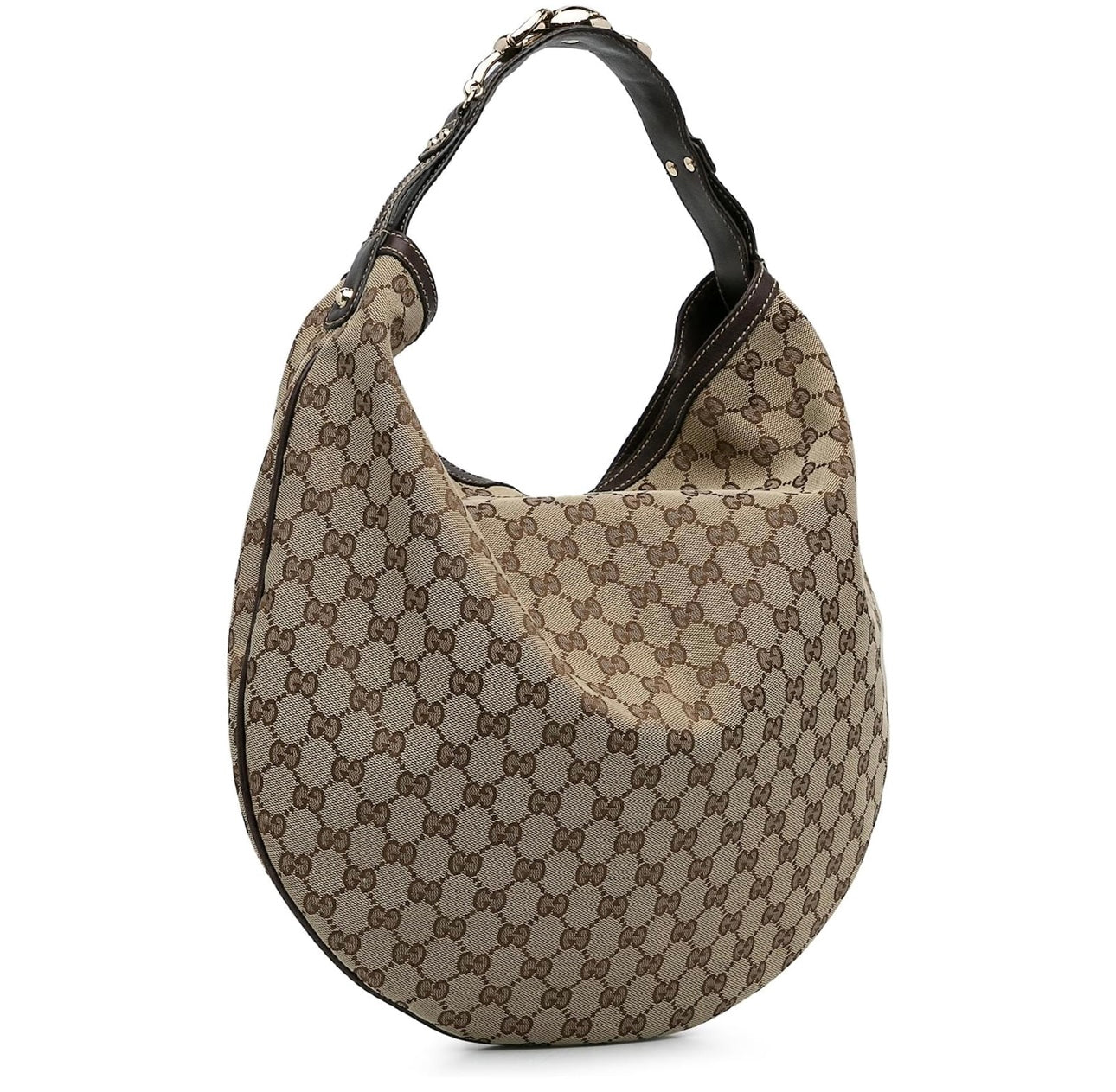 Gucci Brown GG Canvas Wave Hobo Bag Beige