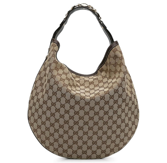 Gucci Brown GG Canvas Wave Hobo Bag Beige